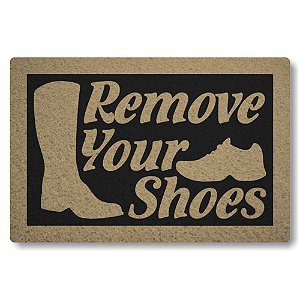 Tapete Capacho Remove Your Shoes - Preto
