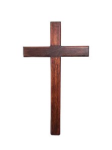 Cruz de Parede. Sem Cristo. Em Madeira, cor Tabaco. Verniz Fosco. 23cm