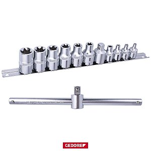 JOGO SOQUETE 3/8 E 1/2 TORX E8-E20 12pcs GEDORE R58018012