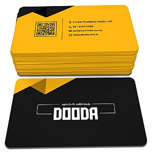 CARTÃO DE VISITA 48X88mm 4 Cantos Arredondados 4X4 300grs Couché Fosco Verniz Localizado F/V (500 Un.)