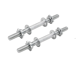 Barra Halter 40cm Rosca Maciça Com Arruela De Proteção Inox (PAR)