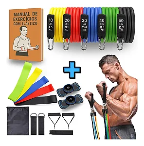 Kit 19 Itens Treino em Casa Academia Fisioterapia Extensor Faixa Elástica, Massageador e Manual de Exercício Kit 19 Itens Treino em Casa Academia Fisioterapia Extensor Faixa Elástica, Massageador e Manual de Exercício Kit 19 Itens Treino em Casa