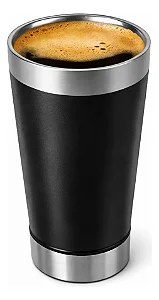 Copo Térmico em Aço Inox 473ml com Tampa e Abridor de Garrafas – Parede Dupla | Mantém Bebidas Geladas e Quentes | Cor Preto