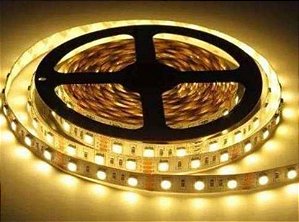 FITA LED 3528 BRANCO QUENTE 5M COM SILICONE