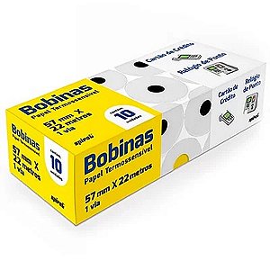 Caixa 10 Bobinas para Cartão de Crédito Spiral 57 mm X 22 m