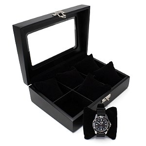 Caixa 6 Relógios em laca preta