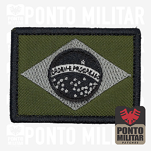 Patch bandeira Brasil OD negativo bordado - Ponto Militar - Hunter Airsoft