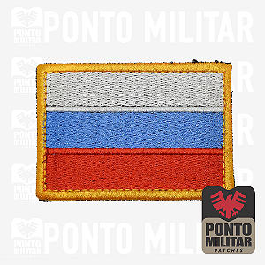 Bandeira da Rússia C/Velcro Patch Bordado 8x5.5cm - Ponto Militar