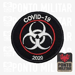 Emblema Covid-19 2020 Patch Bordado Redondo 8cm - Ponto Militar