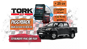 Piggyback TorkOne para Toyota HILUX Diesel 2.5  motor 102 cv 2006 a 2008 / Conector Modulo 4 mapas sem bluetooth