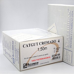 FIO SUTURA CATGUT CROMADO 4 SEM AGULHA 1,5 m