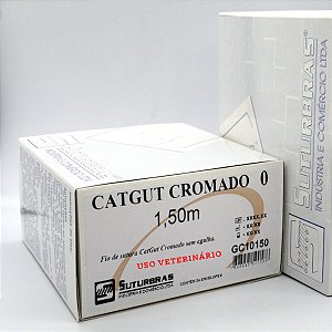 FIO SUTURA CATGUT CROMADO 0 SEM AGULHA 1,5 m
