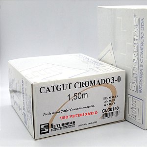 FIO SUTURA CATGUT CROMADO 3-0 SEM AGULHA 1,5 m
