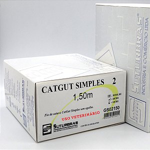 FIO SUTURA CATGUT SIMPLES 2 SEM AGULHA 1,5 m
