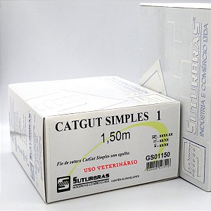 FIO SUTURA CATGUT SIMPLES 1 SEM AGULHA 1,5 m