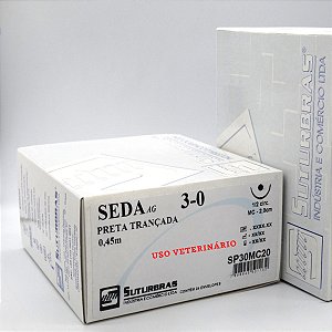 FIO SUTURA SEDA PRETA 3-0 C/ AGULHA 1/2 CIRC CILIND 2,0 cm