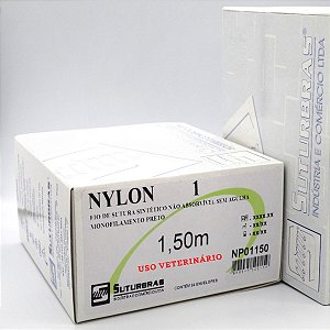 FIO SUTURA NYLON MONOFIL PRETO 1 SEM AGULHA 1,5 m