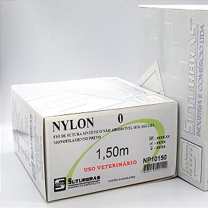 FIO SUTURA NYLON MONOFIL PRETO 0 SEM AGULHA 1,5 m