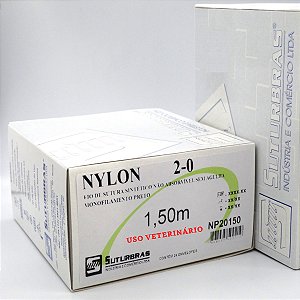 FIO SUTURA NYLON MONOFIL PRETO 2-0 SEM AGULHA 1,5 m