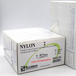 FIO SUTURA NYLON MONOFIL PRETO 2 SEM AGULHA 1,5 m