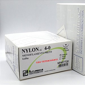 FIO SUTURA NYLON MONOFIL PRETO 4-0 C/ AGULHA 3/8 CIRC TRIANG 2,0 cm