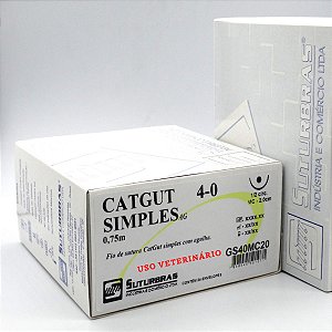 FIO SUTURA CATGUT SIMPLES 4-0 C/ AGULHA 1/2 CIRC CILIND 2,0 cm