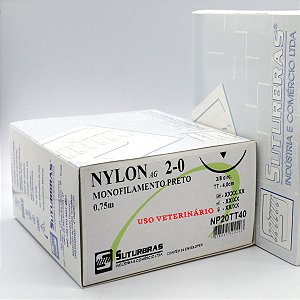 FIO SUTURA NYLON MONOFIL PRETO 2-0 C/ AGULHA 3/8 CIRC TRIANG 4,0 cm