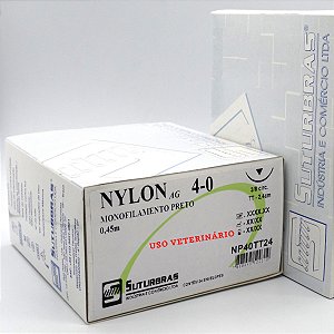 FIO SUTURA NYLON MONOFIL PRETO 4-0 C/ AGULHA 3/8 CIRC TRIANG 2,4 cm