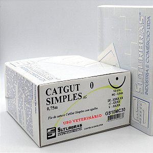 FIO SUTURA CATGUT SIMPLES 0 C/ AGULHA 1/2 CIRC CILIND 3,0 cm