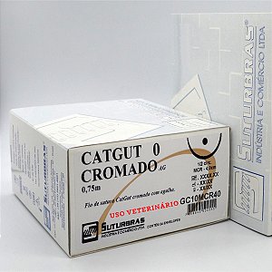 FIO SUTURA CATGUT CROMADO 0 C/ AGULHA 1/2 CIRC CILIND ROB 4,0 cm