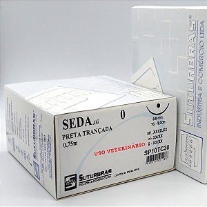 FIO SUTURA SEDA PRETA 0 C/ AGULHA 3/8 CIRC CILIND 3,0 cm