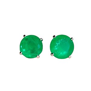 Brinco Ponto de Luz Ball Esmeralda 10mm Prata925