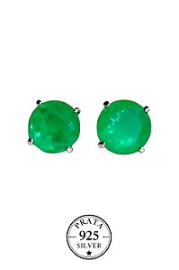 Brinco Ponto de Luz Ball Esmeralda 10mm Prata925