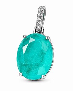 Pingente Prata925 Oval Turmalina Cravejado