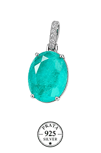 Pingente Prata925 Oval Turmalina Cravejado