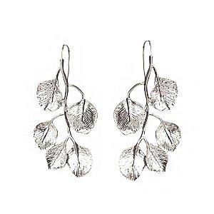 Brinco Ramo Texturizado Rodio