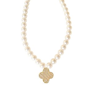Colar Trevo Pérolas