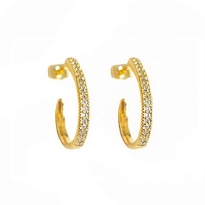 Brinco Meia Argolinha Cravejada