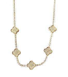 Colar Riviera Trevos Cravejados Gold