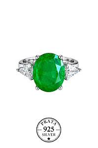 Anel Prata925 Esmeralda Fusion Oval