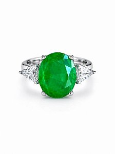 Anel Prata925 Esmeralda Fusion Oval