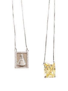 Colar Escapulário Citrino x Nossa Senhora