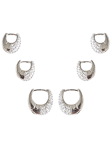 Brinco Trio Argolinha Abaloada Cravejada