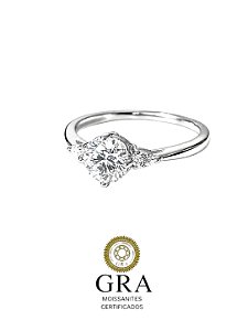Anel Solitário Tri Moissanite 6MM Prata925