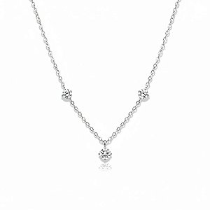 Colar Moissanite 3Pontos de Luz Prata925