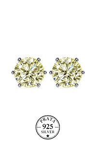 Brinco Ponto de Luz Ball Yellow Fancy 10mm Prata925