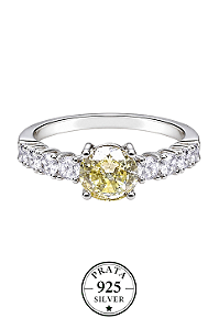 Anel Aparador de aliança Yellow Fancy Prata925