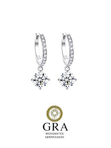 Brinco Argolinha Moissanite Ponto de Luz 5mm Prata925