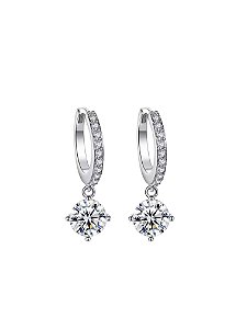 Brinco Argolinha Moissanite Ponto de Luz 5mm Prata925