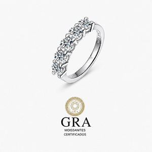 Anel Moissanite Meia Aliança 5mm Prata925